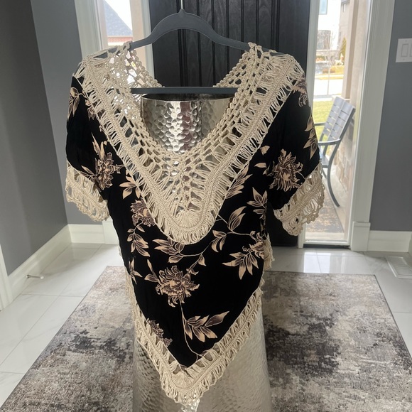 Arianna one size vacation top pool cover up sexy and cute bohemian hippy look - Picture 4 of 17